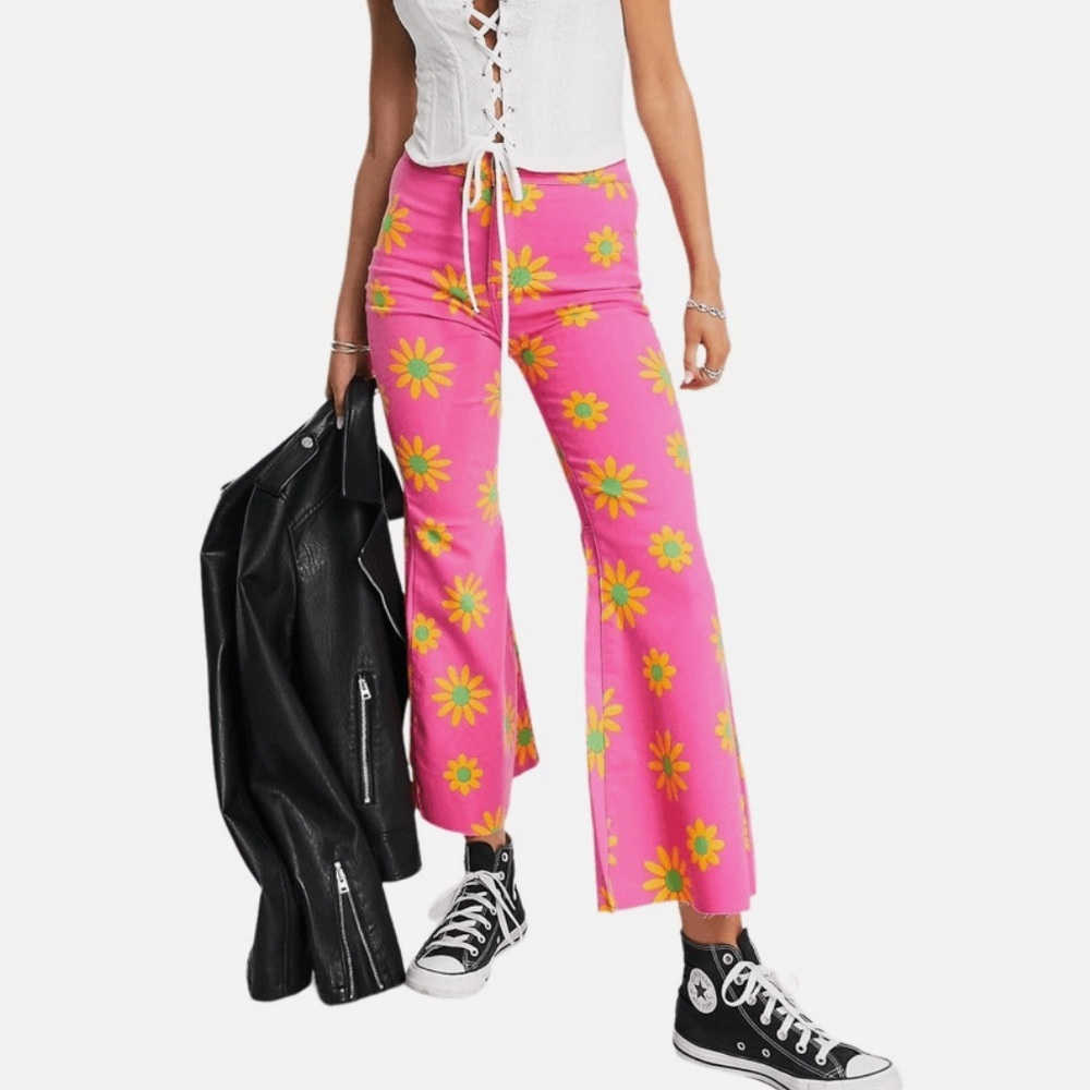 NWT Free People we the free high waisted floral printed flare jeans